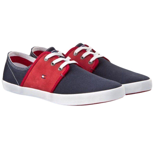 Tommy Hilfiger Heren freddy 6c leren trainers UTPP3047_rednavyblue large