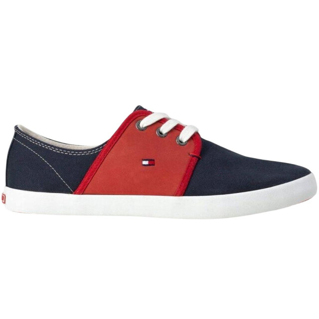 Tommy Hilfiger Heren freddy 6c leren trainers UTPP3047_rednavyblue large