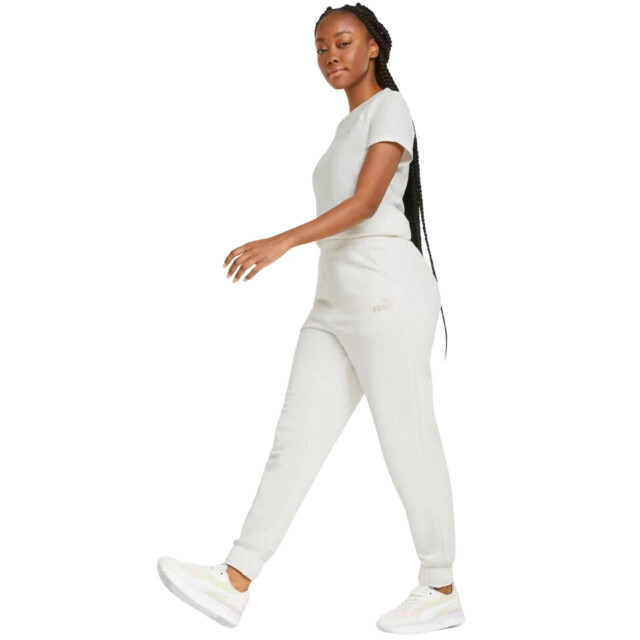 Puma Dames ess+ geborduurde joggingbroek hoge taille UTMR513_beigecream large