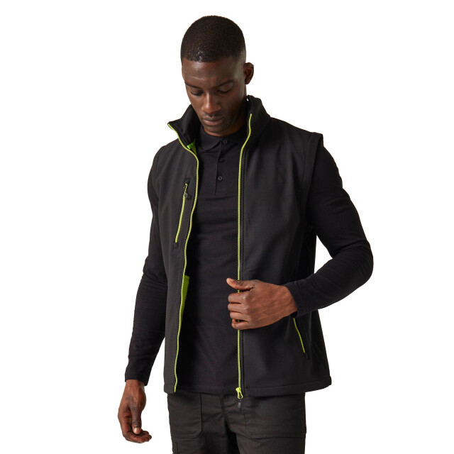 Regatta Heren navigate softshell 2-laags bodywarmer UTLT399_blacklimegreen large
