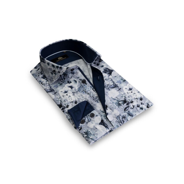 Circle of Gentlemen Lars allover print overhemd in stretch kwaliteit 234-20003-553- large