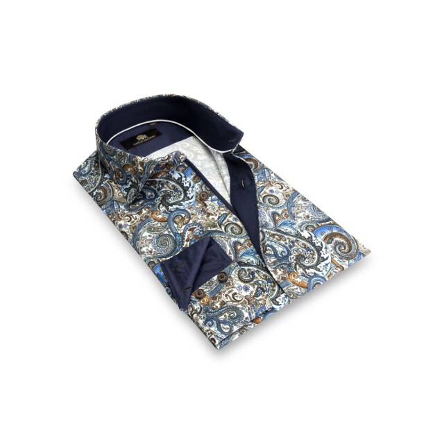 Circle of Gentlemen Leco allover print overhemd met contrastdetails 100% co 234-20005-554- large