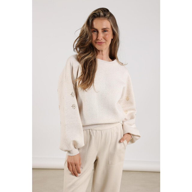 Nukus Nkf03029 9 amadora sweater flowerstuds sand NKF03029  9 large