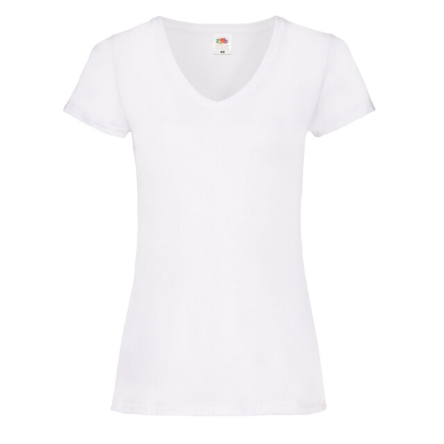 Fruit of the Loom Dames valueweight effen v hals t-shirt UTLT6232_white large