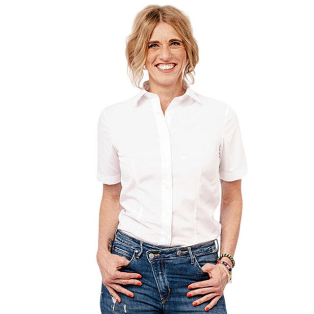 Marvelis Dames poplin comfort blouse met korte mouwen UTLT6222_white large