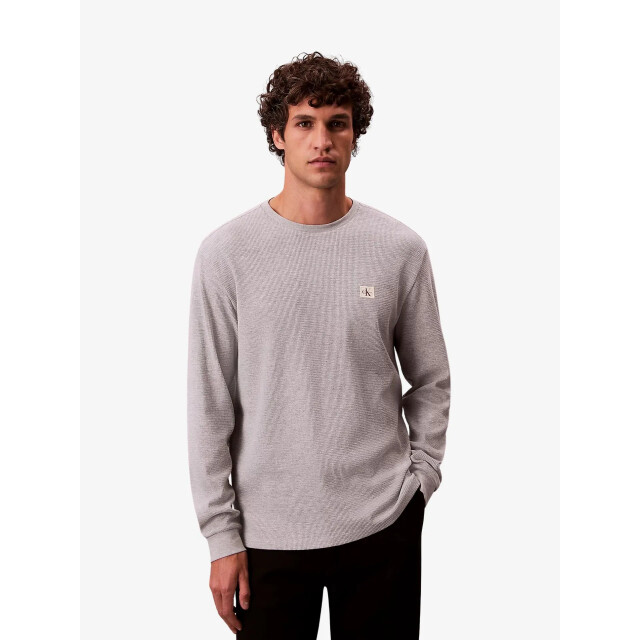 Calvin Klein Heren longsleeve wafel badge heroic grey LV040EM217-P79 large