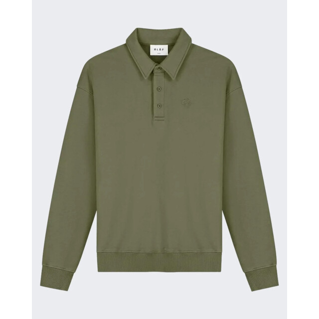 Olaf Hussein Heren signature oversized polo M220216239-Olive large