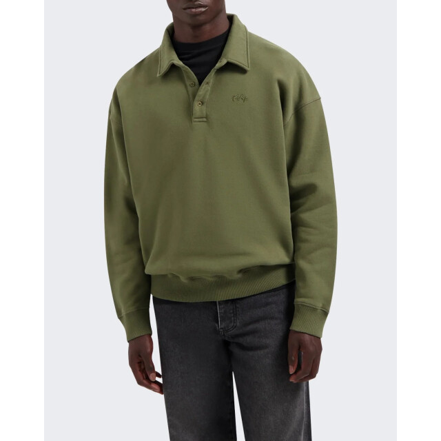 Olaf Hussein Heren signature oversized polo M220216239-Olive large