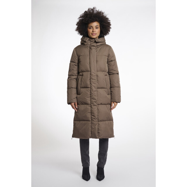 Rino & Pelle long hooded padded coat tessa.7002512 dark toffee 06111.870.0002 large