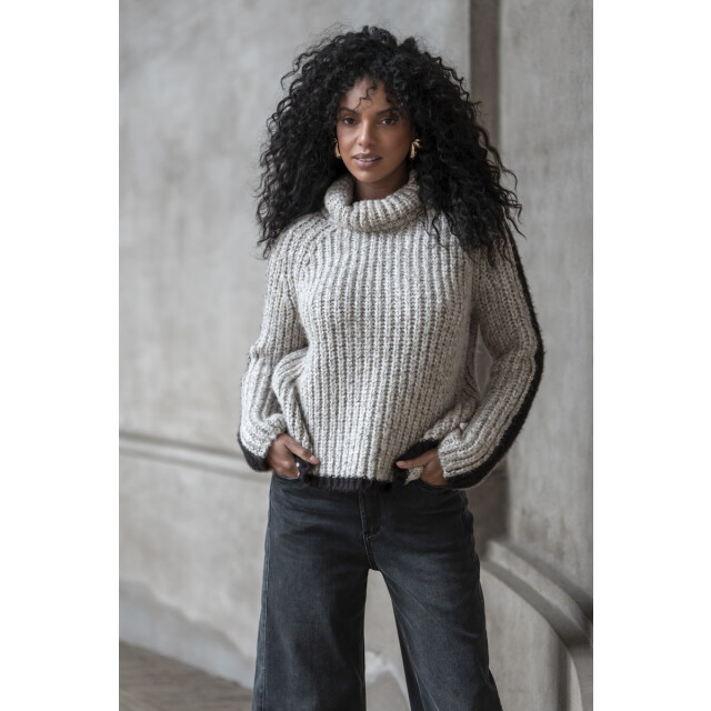 Geisha 54562-23 720 pullover stripe at sleeve sand melange/brown 54562-23 720 large Geisha 54562-23 720 pullover stripe at sleeve sand melange/brown 54562-23 720 large