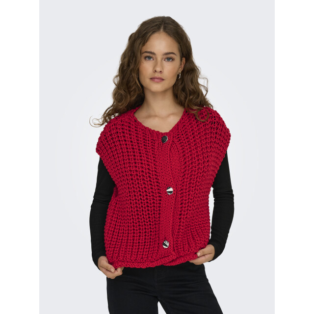 Only onlchloe ss rib button vest knt 15352208 salsa 06741.670.0001 large
