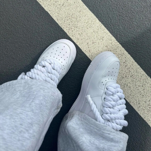 Nike Air force 1 low rope laces white custom 315122-113 large
