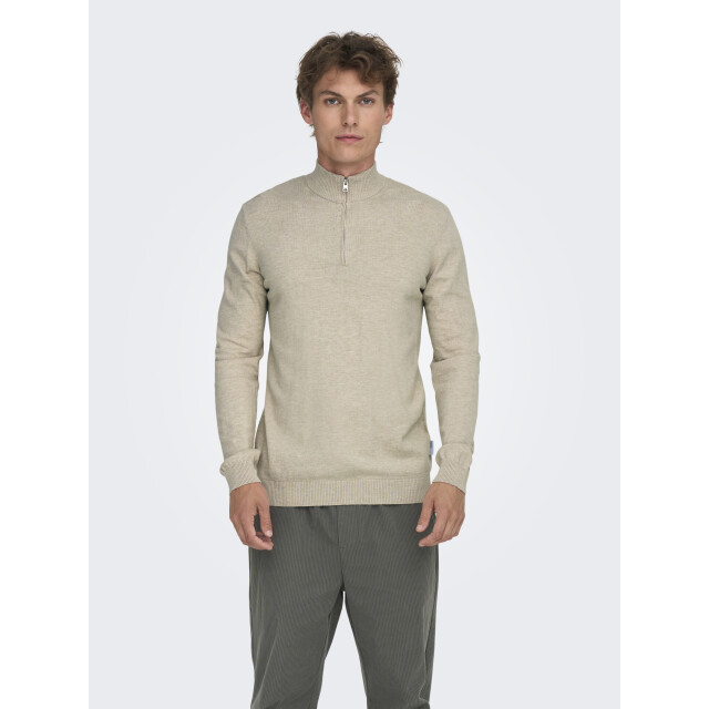 Only & Sons Onsloui reg 12 mel half zip knit no 22030094 large