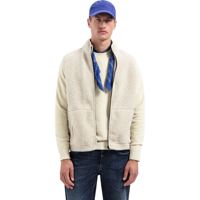 No Excess Sweater vest full zip teddy sleeve sand 29100922-015 large