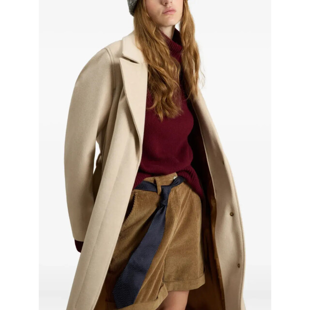 Woolrich Women twill wool long coat cornstalk 159571265 large