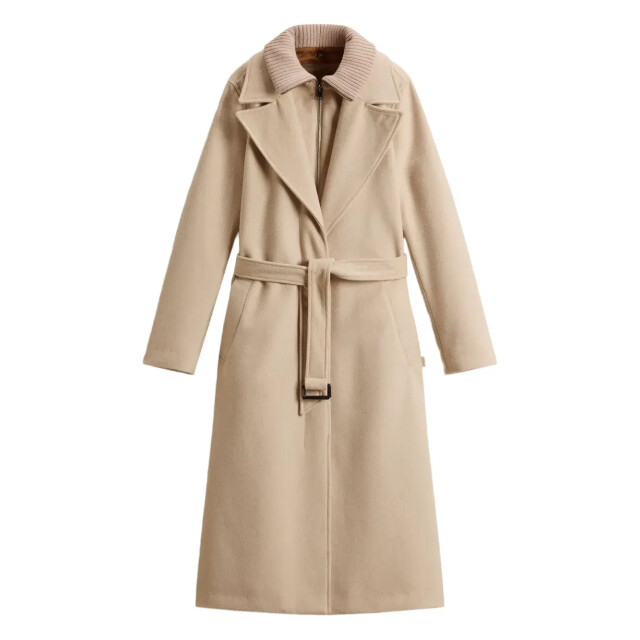 Woolrich Women twill wool long coat cornstalk 159571265 large