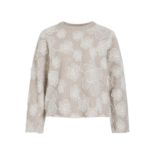 Vila Vihayden o-neck ls embroidery knit top zand dessin 4219.06.0003 large Vila Vihayden o-neck ls embroidery knit top zand dessin 4219.06.0003 large