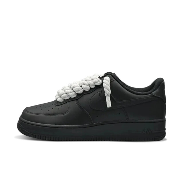 Nike Air force 1 low rope laces black white custom  large