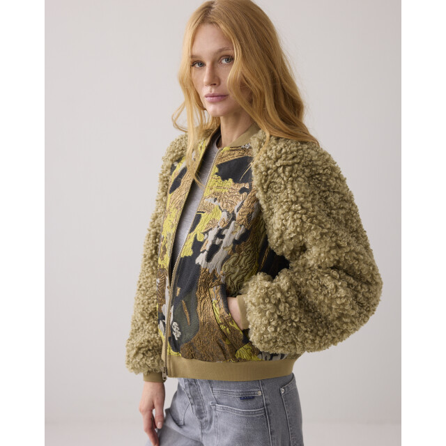 Summum jacket bomber jacquard teddy mix 1s1204-12298 616 green lentil 06111.340.0015 large
