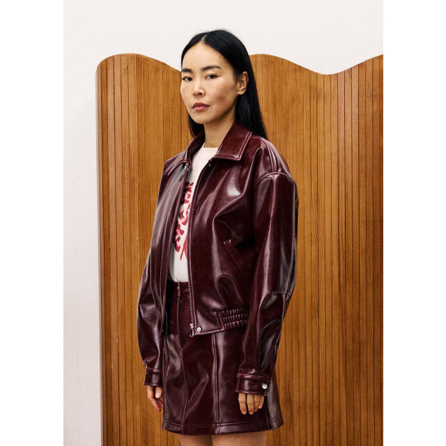 FRNCH Beauvoir lakleren bomberjas bordeaux 9610355245384 large