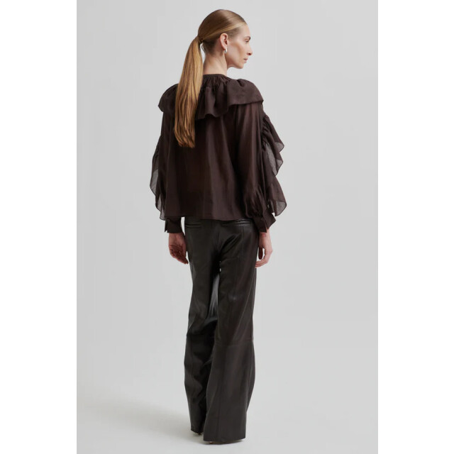Second Female blouse lm fria frill blouse 6021 chocolate plu 06615.880.0017 large