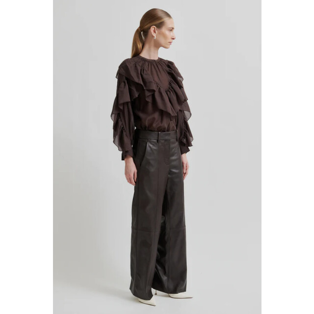 Second Female blouse lm fria frill blouse 6021 chocolate plu 06615.880.0017 large