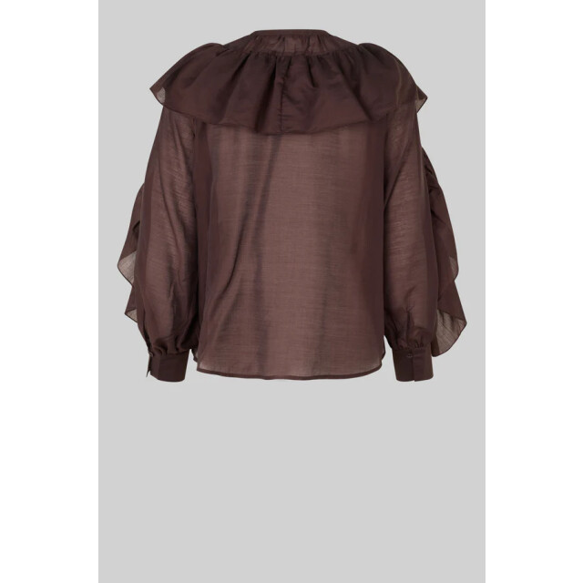 Second Female blouse lm fria frill blouse 6021 chocolate plu 06615.880.0017 large