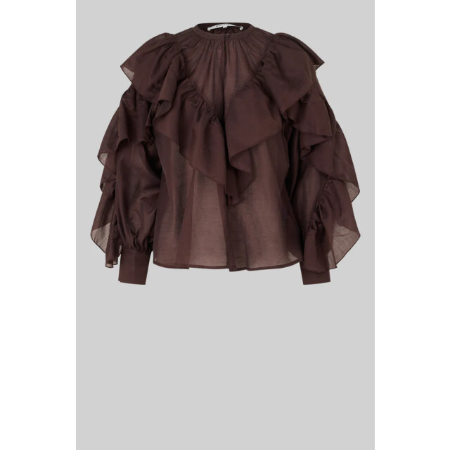 Second Female blouse lm fria frill blouse 6021 chocolate plu 06615.880.0017 large