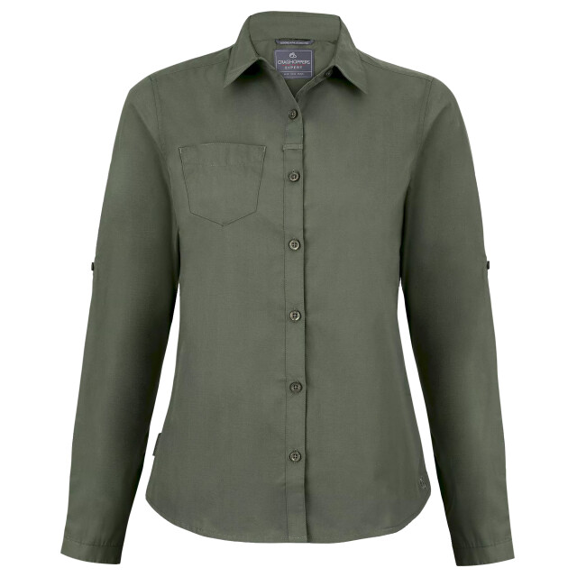 Craghoppers Dames expert kiwi shirt met lange mouwen UTCG1759_darkcedargreen large