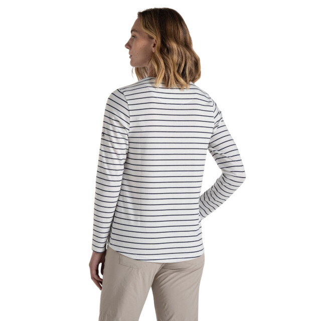 Craghoppers Dames akona stripe nosilife t-shirt met lange mouwen UTCG2070_bluenavy large