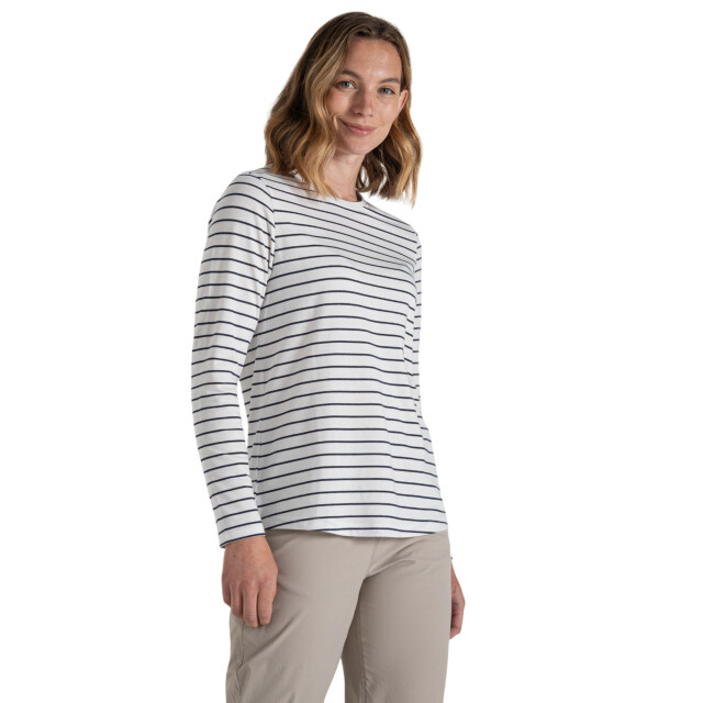 Craghoppers Dames akona stripe nosilife t-shirt met lange mouwen UTCG2070_bluenavy large