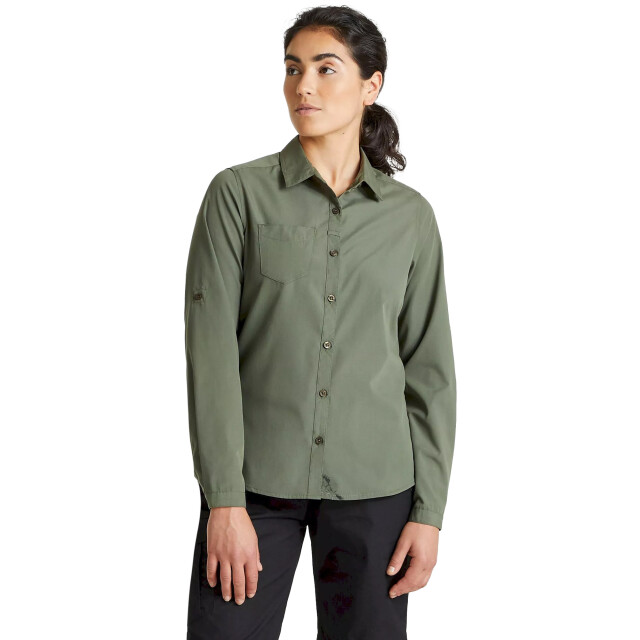 Craghoppers Dames expert kiwi shirt met lange mouwen UTCG1759_darkcedargreen large