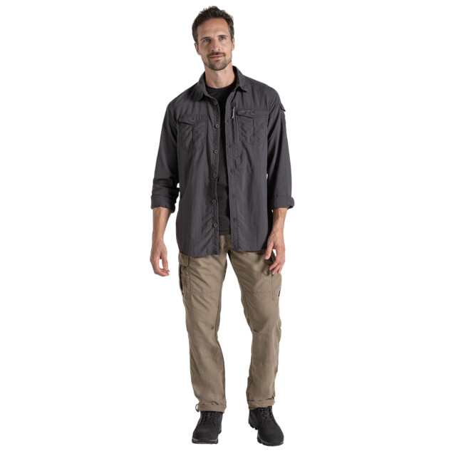 Craghoppers Heren adventure iii nosilife shirt met lange mouwen UTCG2173_blackpepper large