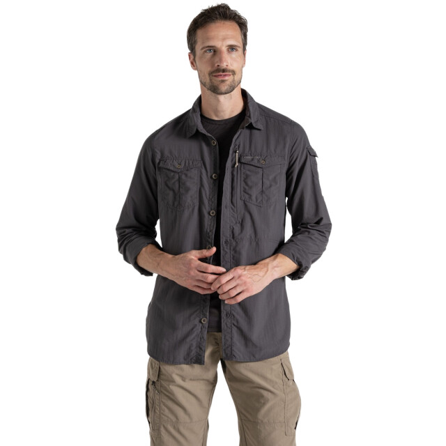 Craghoppers Heren adventure iii nosilife shirt met lange mouwen UTCG2173_blackpepper large