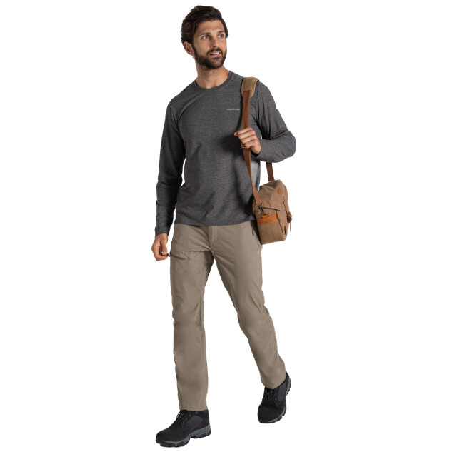 Craghoppers Heren abel nosilife t-shirt met lange mouwen UTCG2195_blackpeppermarl large