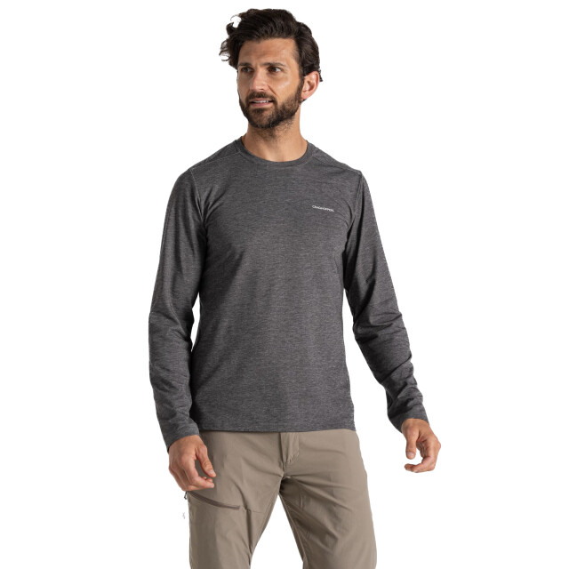 Craghoppers Heren abel nosilife t-shirt met lange mouwen UTCG2195_blackpeppermarl large