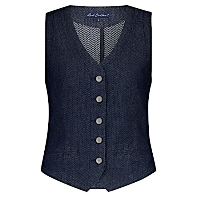 Red Button Gilet srb4587 waistcoat heringbone dark blue SRB4587 Waistcoat heringbone - Dark Blue large