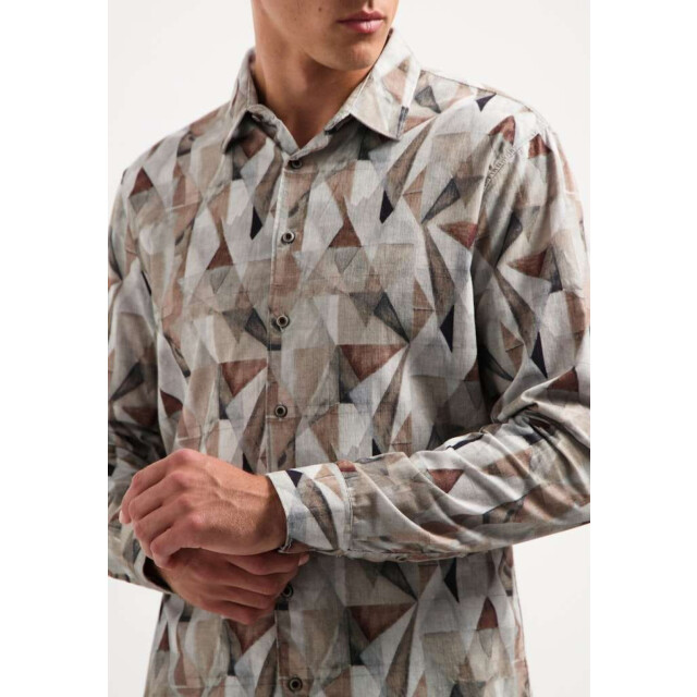 No Excess Shirt allover printed fine corduroy taupe 29430923-044 large