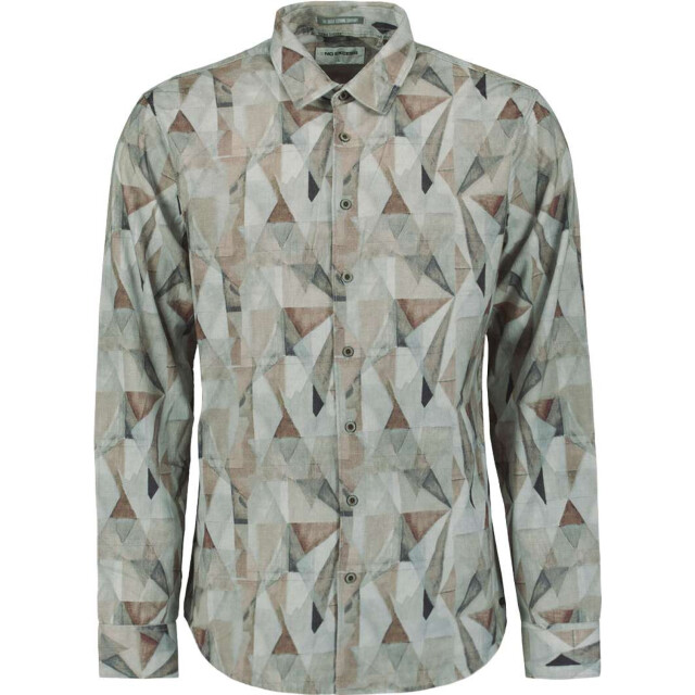 No Excess Shirt allover printed fine corduroy taupe 29430923-044 large