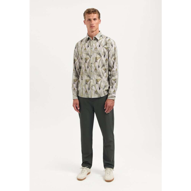 No Excess Shirt allover printed fine corduroy light moss 29430923-197 large
