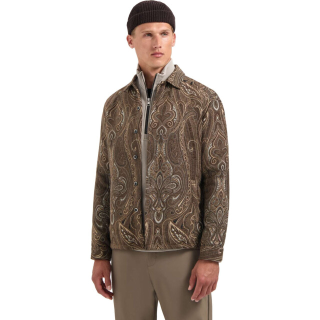 No Excess Overshirt buttons fancy jacquard brown 29530905-040 large