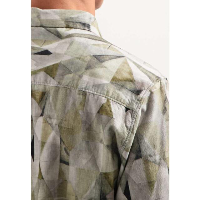 No Excess Shirt allover printed fine corduroy light moss 29430923-197 large