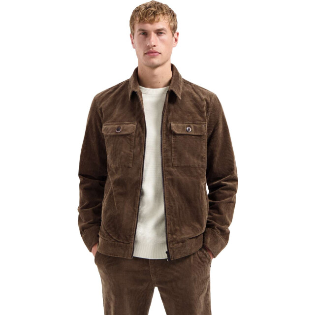 No Excess Overshirt zipper corduroy coord taupe 29510907-044 large