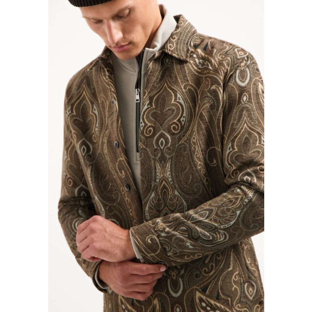 No Excess Overshirt buttons fancy jacquard brown 29530905-040 large