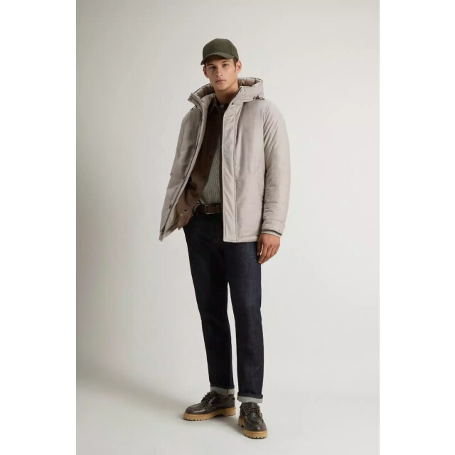Woolrich Men loro piana wool silk short parka dove 159674874 large