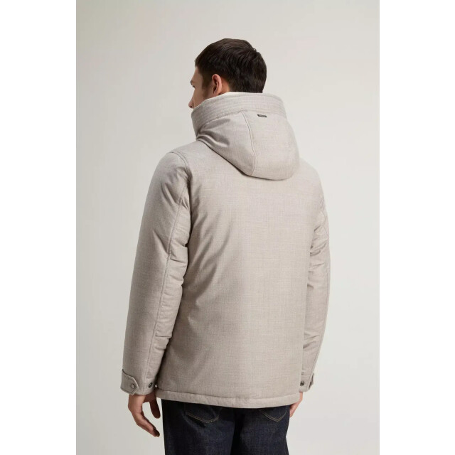 Woolrich Men loro piana wool silk short parka dove 159674874 large