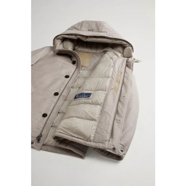 Woolrich Men loro piana wool silk short parka dove 159674874 large