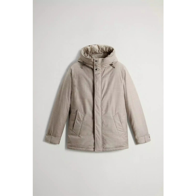 Woolrich Men loro piana wool silk short parka dove 159674874 large