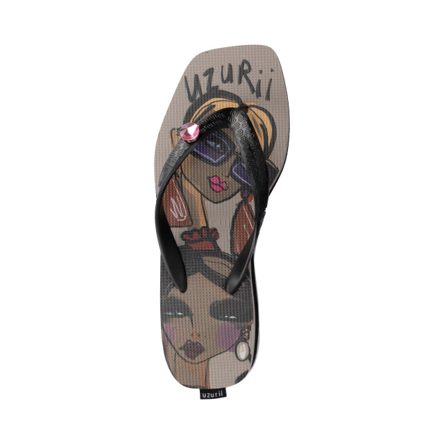 Uzurii Beach printed stella mid heel taupe 25138161891420541920512121139485512-20121165 large