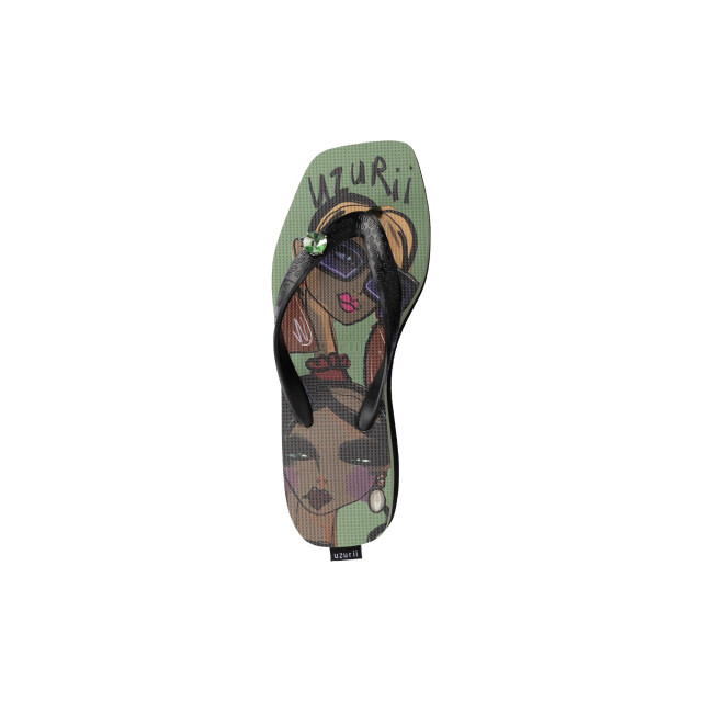 Uzurii Beach printed stella mid heel groen 25138161891420541920512121139485512-71815514 large